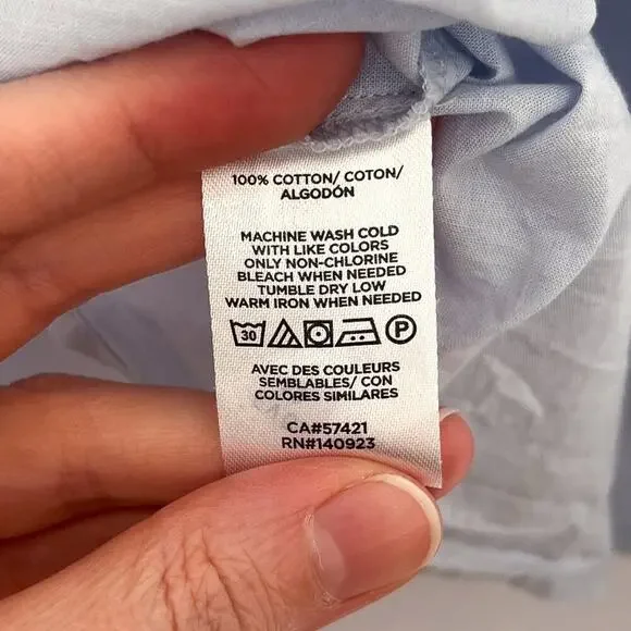 Loft Ruffle Long Sleeve Blouse Cotton Sheer Cottagecore Prairie Size Small Blue - Picture 9 of 16